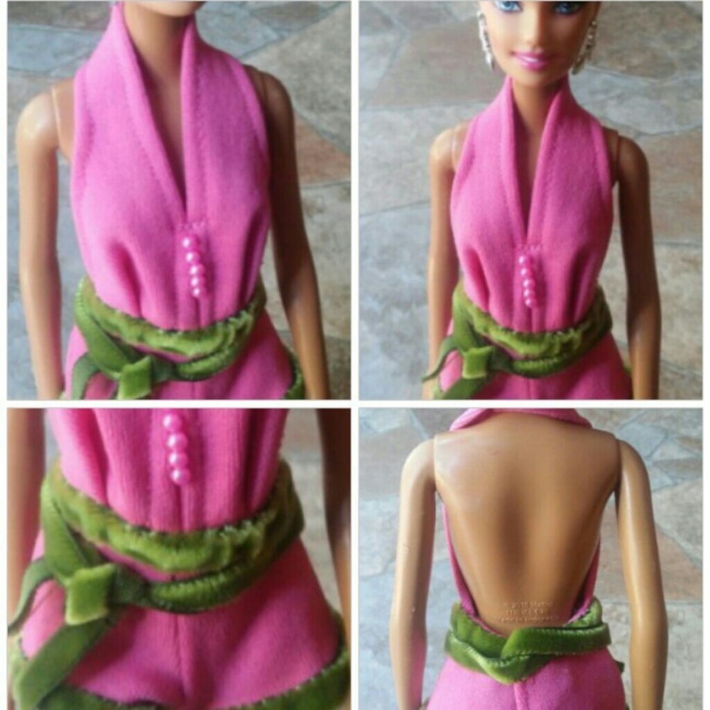 Vintage Handmade Barbie Pink Halter Romper